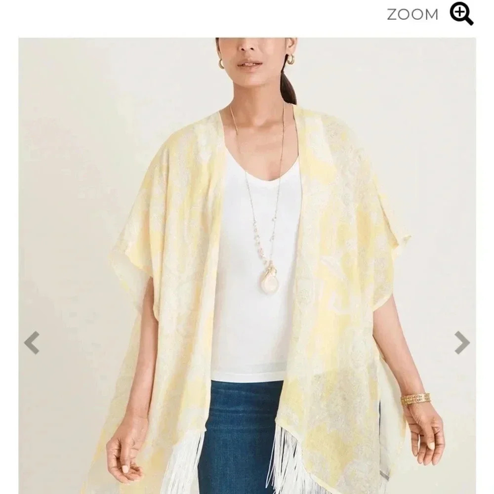 Chicos Linen Paisley Ruana Wrap